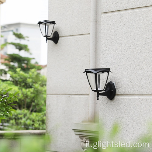 Nuovo prodotto bianco caldo 1.5watt esterno giardino IP55 impermeabile lampada da parete solare a led